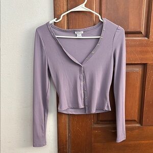 Trendy Button-Up Lavender Top